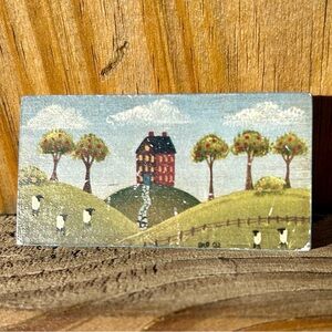 Vintage Folk Art Hand Painted Pin Brooch